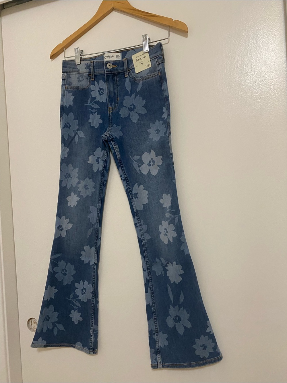 abercrombie kids Blue Floral Flare Jeans